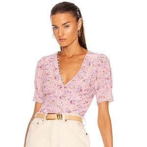 LoveShackFancy Adelyn Silk Floral Top Pink
